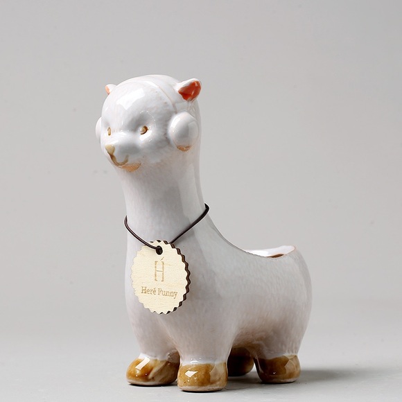 2PCs Ceramic Succulent Planter Pots Mini Liama/Alpaca Design with Gift Box - Picture 5 of 10